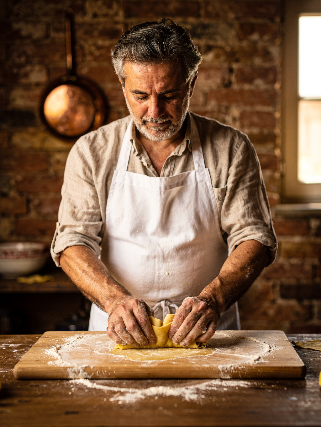 Executive Chef Marco Rossi plating a signature pasta dish