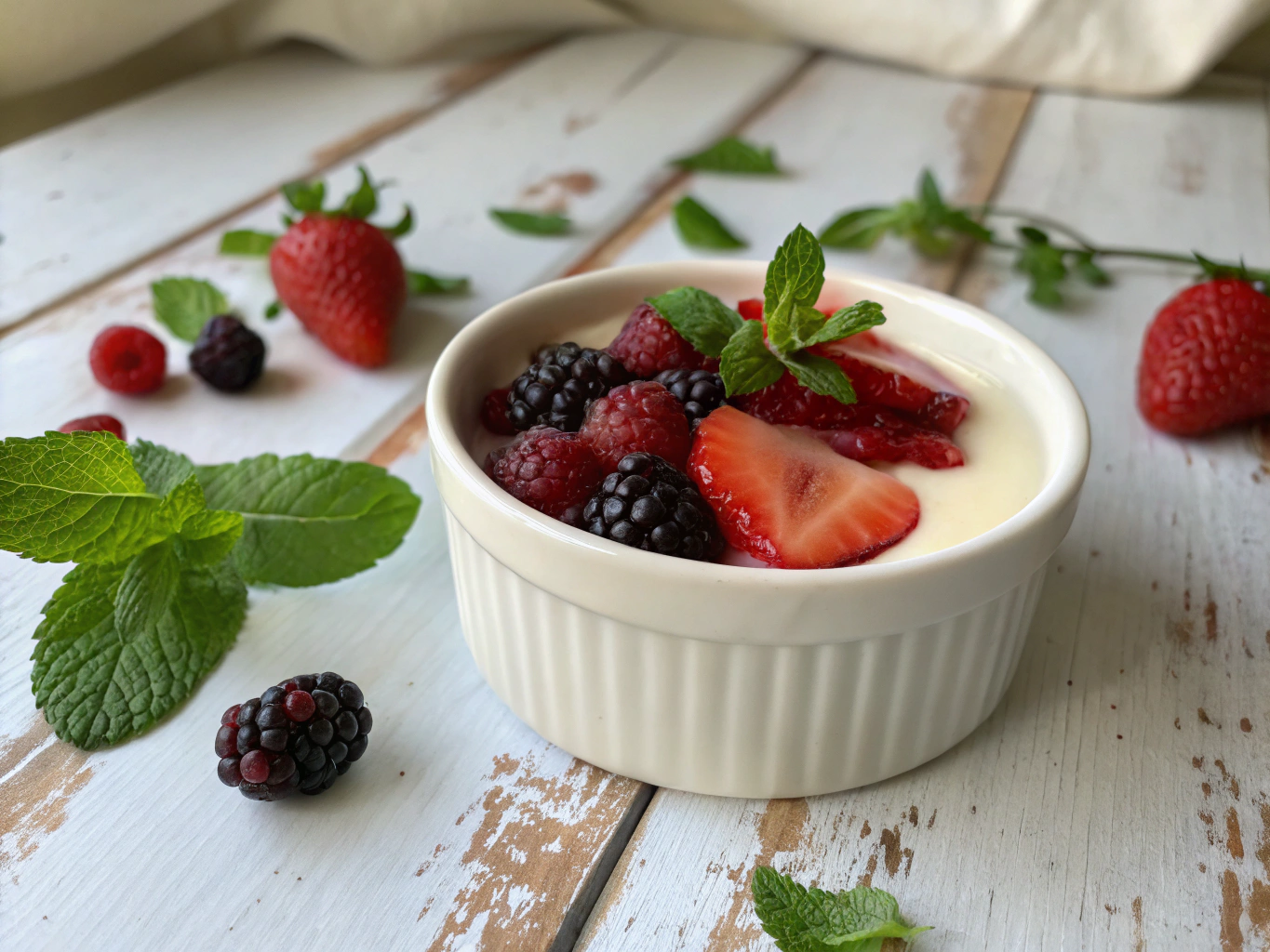 Vanilla panna cotta with berries