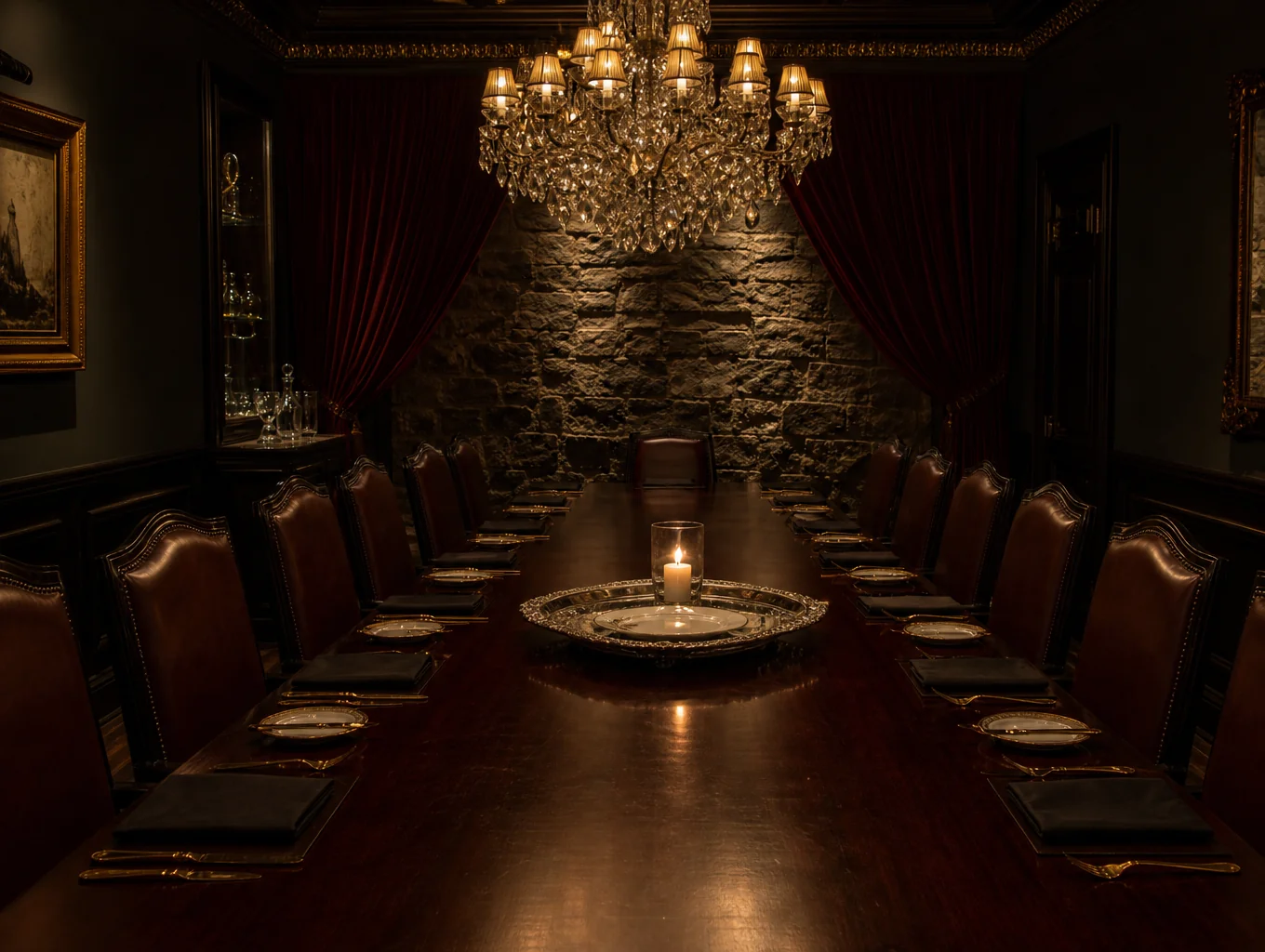 Intimate private dining room at MISTO with warm lighting